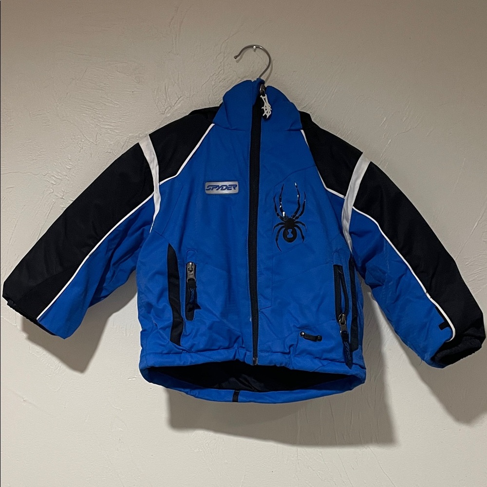 Spyder Kids Blue and Black Puffer ski  Jacket 2T